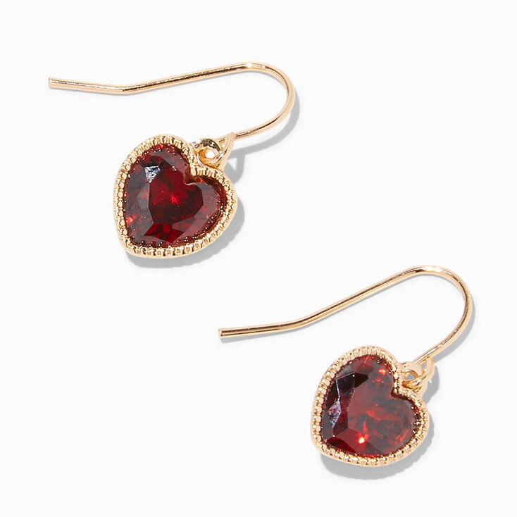 Red Heart 0.5" Gold Drop Earrings | Claire's US