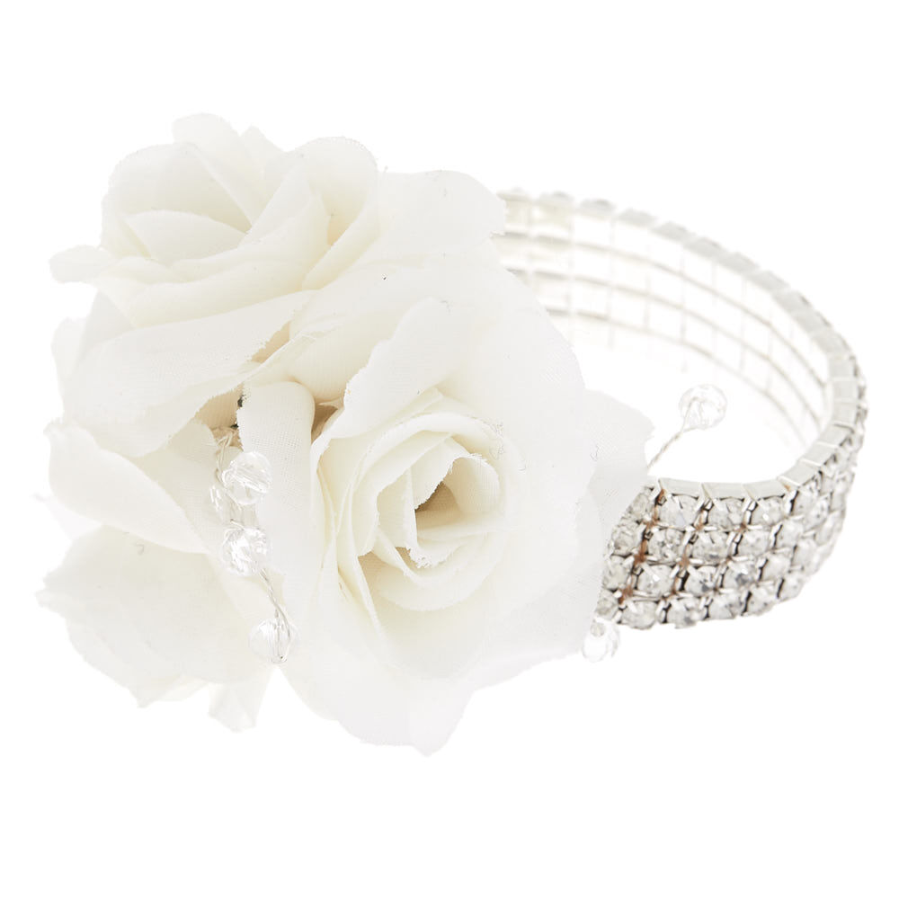 white flower corsage bracelet