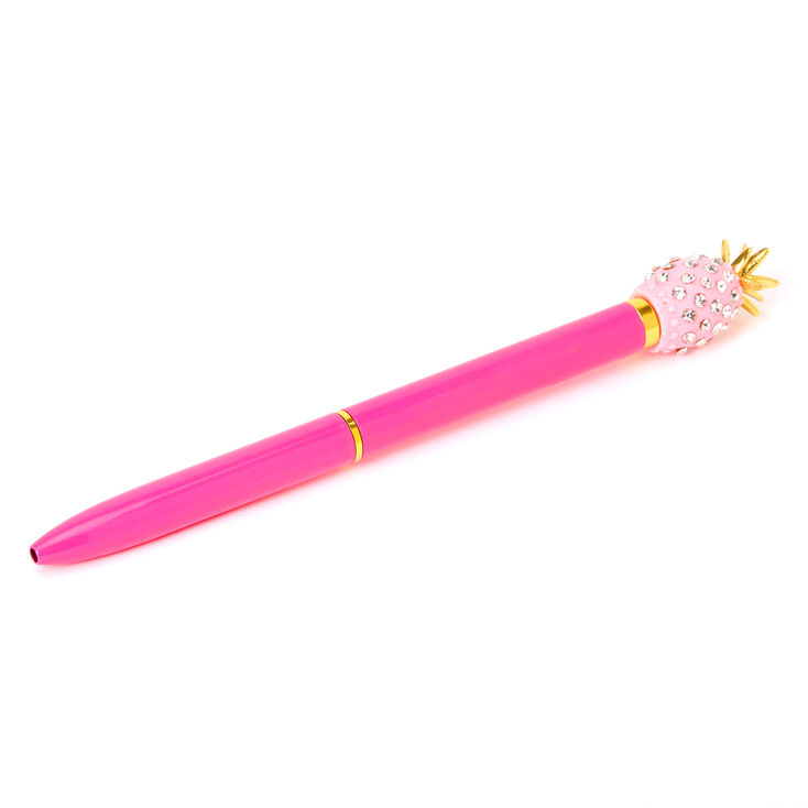Stylo &agrave; embout ananas bling bling - Rose,