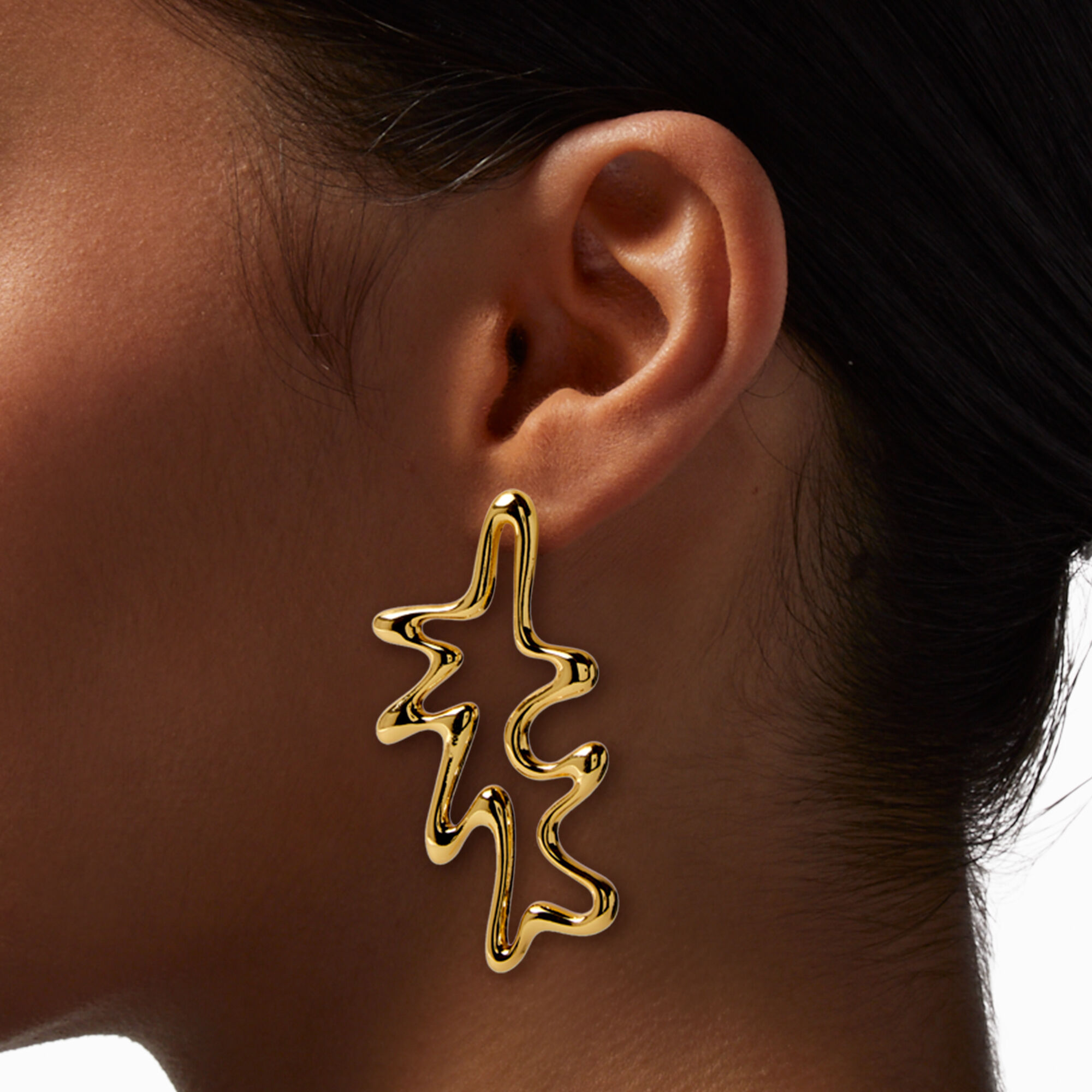 JAM RICO x Claire s 18k Yellow Gold Plated Squiggle Earrings 2
