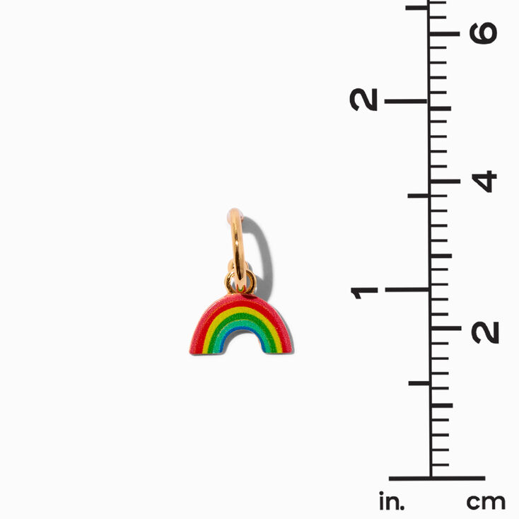Rainbow Charm Gold Huggie Hoop Earrings,
