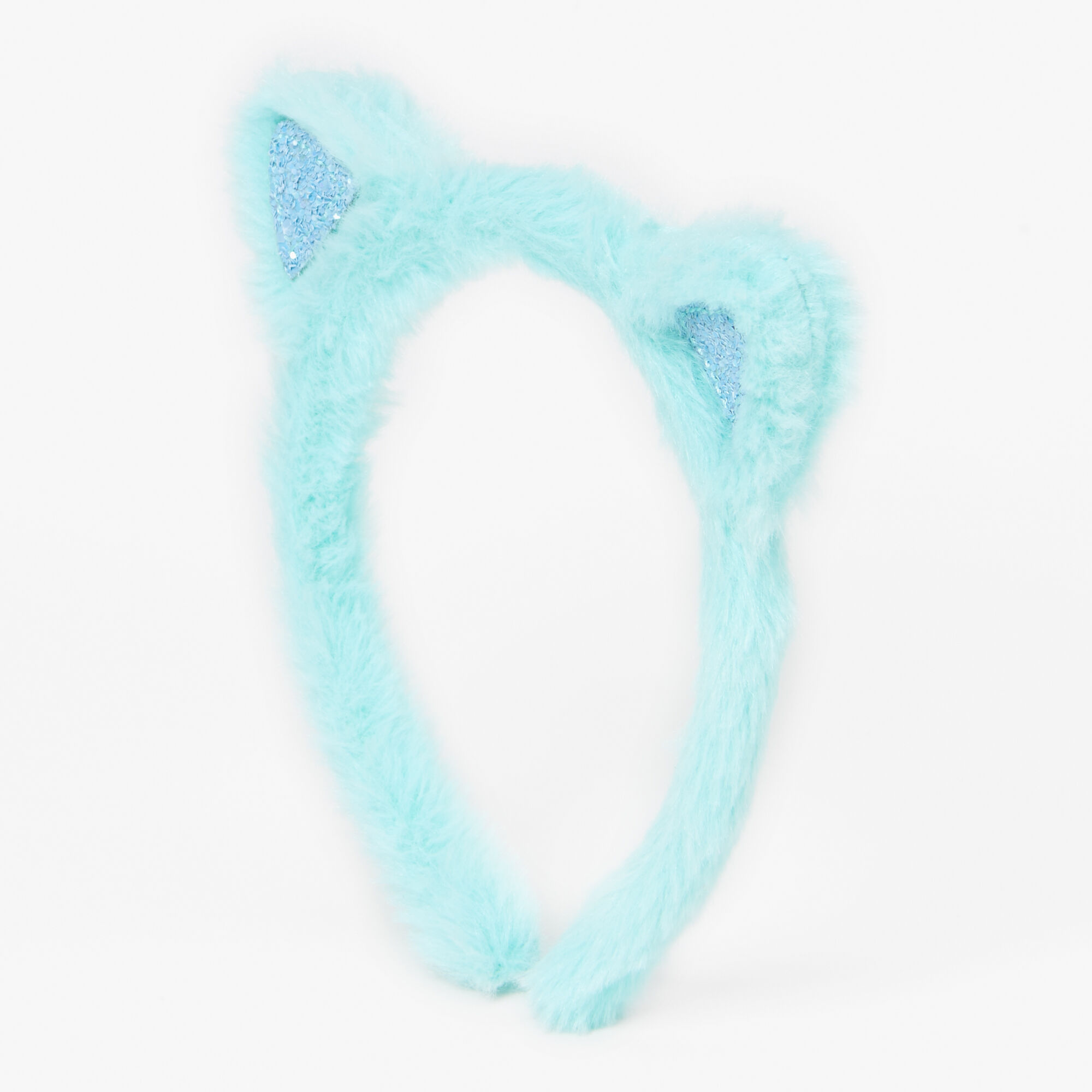 View Claires Club Plush Glitter Cat Ears Headband Mint information