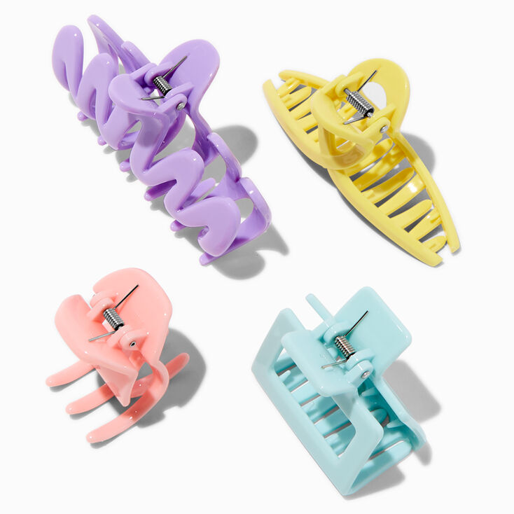 Pastel Mixed Size Hair Claws - 4 Pack,