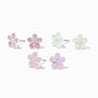 Silver UV Color-Changing Flower Stud Earrings - 3 Pack,