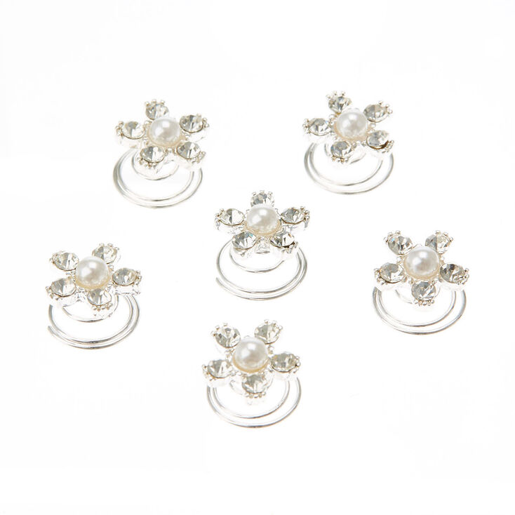 Faux Pearl &amp; Crystal Style Star Hair Spinners,