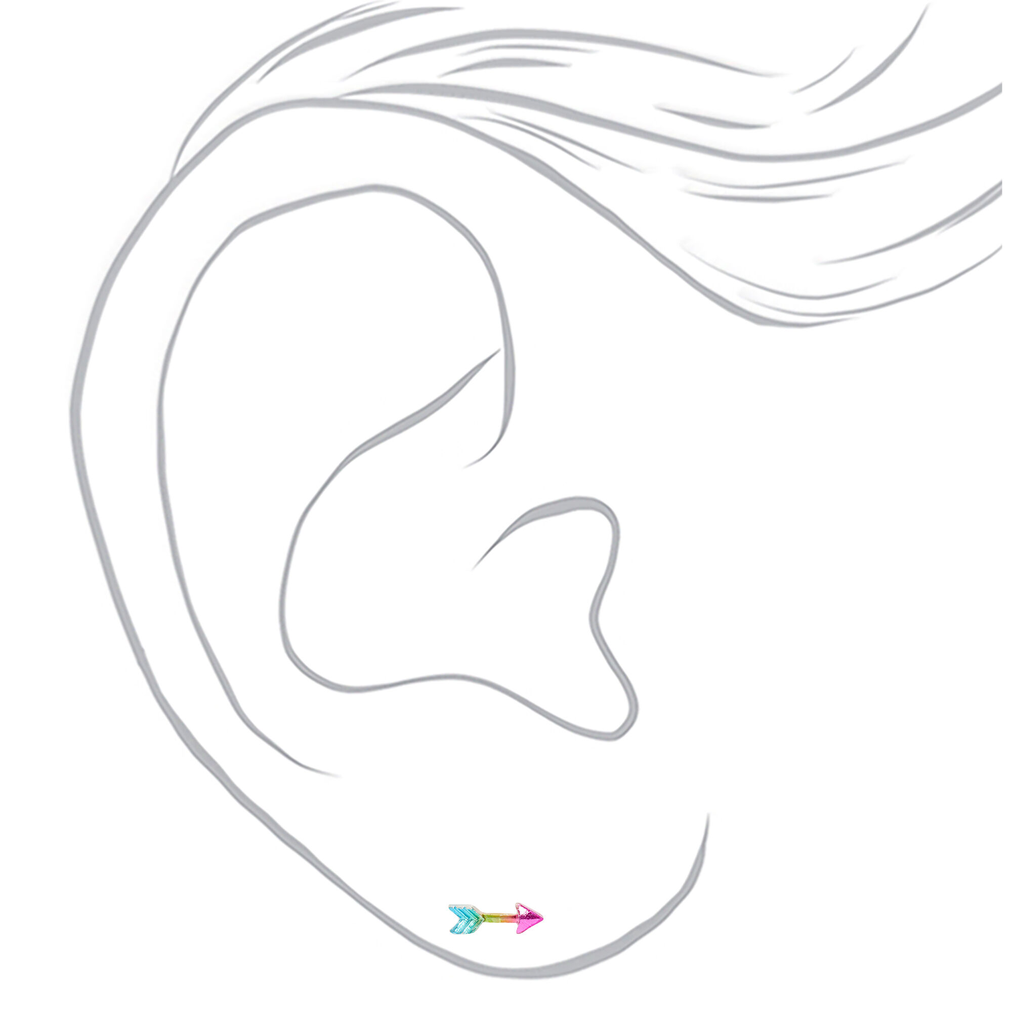 Anodized Rainbow Arrow Stud Earrings,