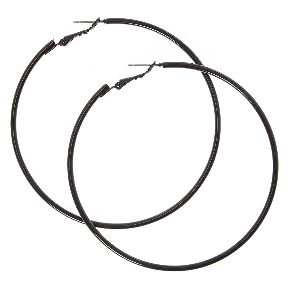 Hoop black shop earrings