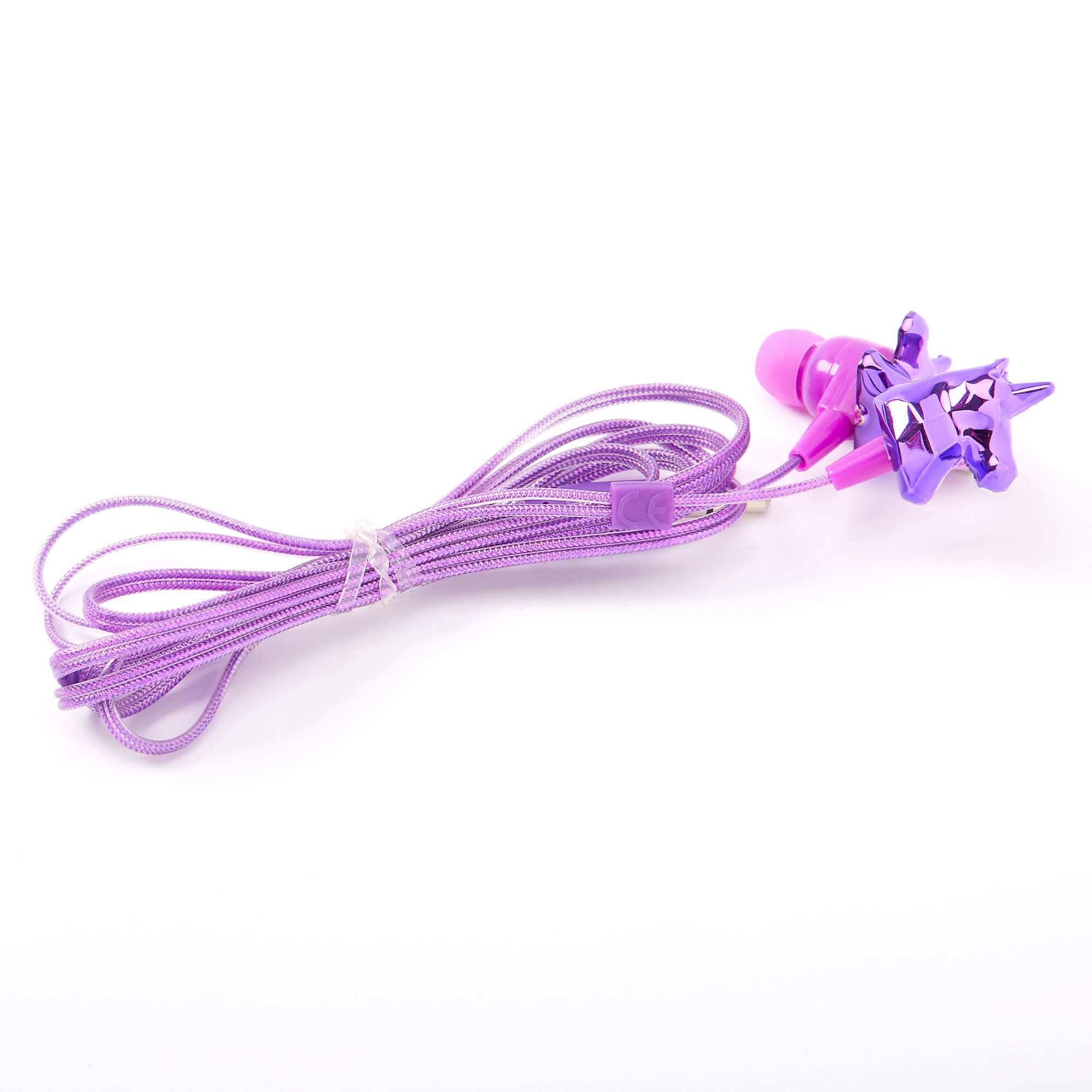 Metallic Unicorn Earbuds with Mic - Purple,