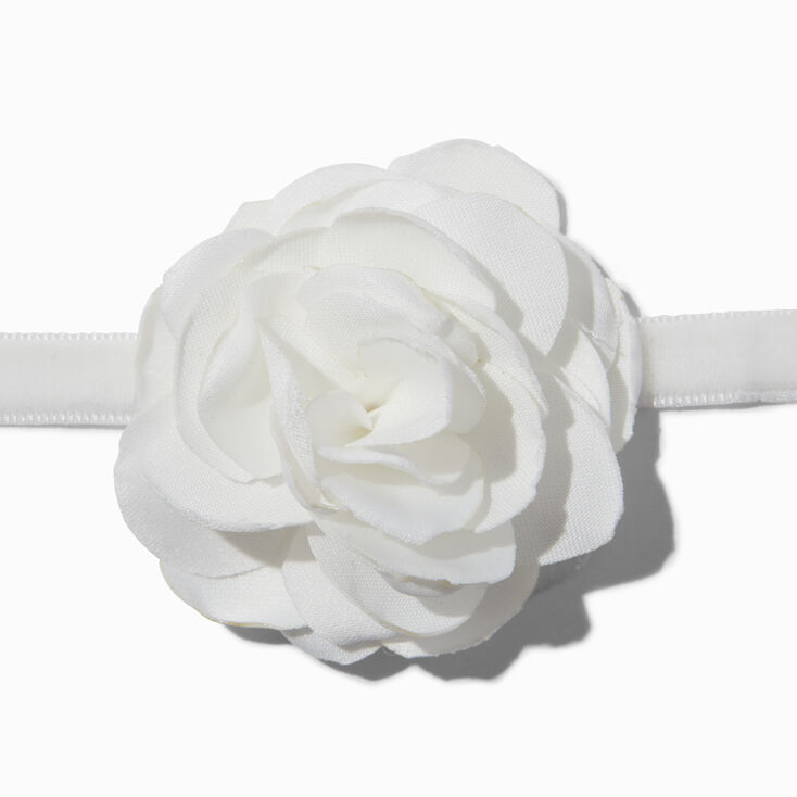 Ivory Satin Corsage Flower Choker Necklace,