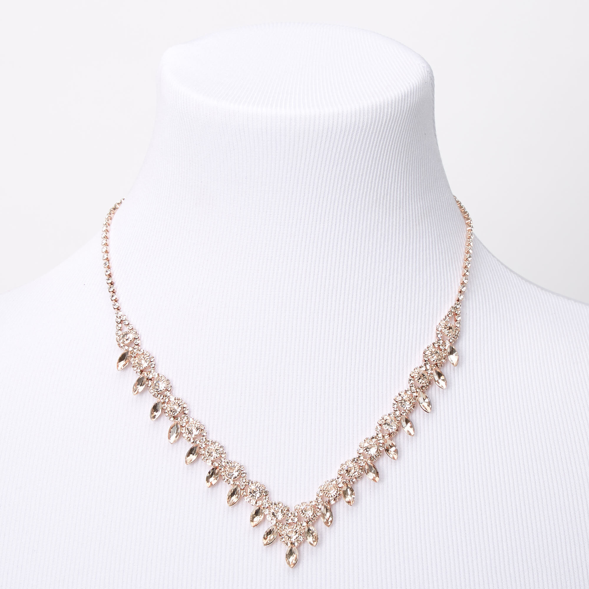 Rose Gold Silk Stone Eyelet V Jewelry Set - 2 Pack,