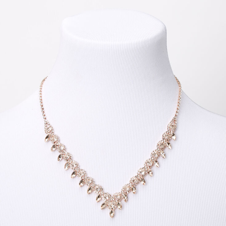 Rose Gold Silk Stone Eyelet V Jewelry Set - 2 Pack,