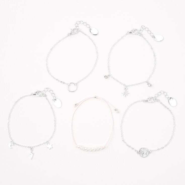 Silver Stars Chain Bracelets - 5 Pack,