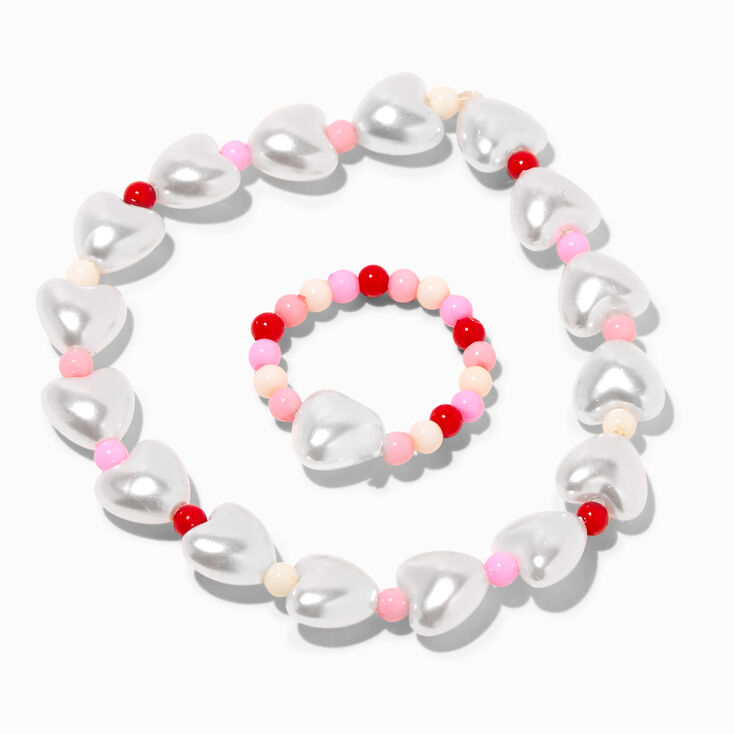 Claire&#39;s Club Pearl Hearts Gold Jewelry Set - 3 Pack,