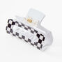 Black &amp; White Check Medium Rectangle Hair Claw,