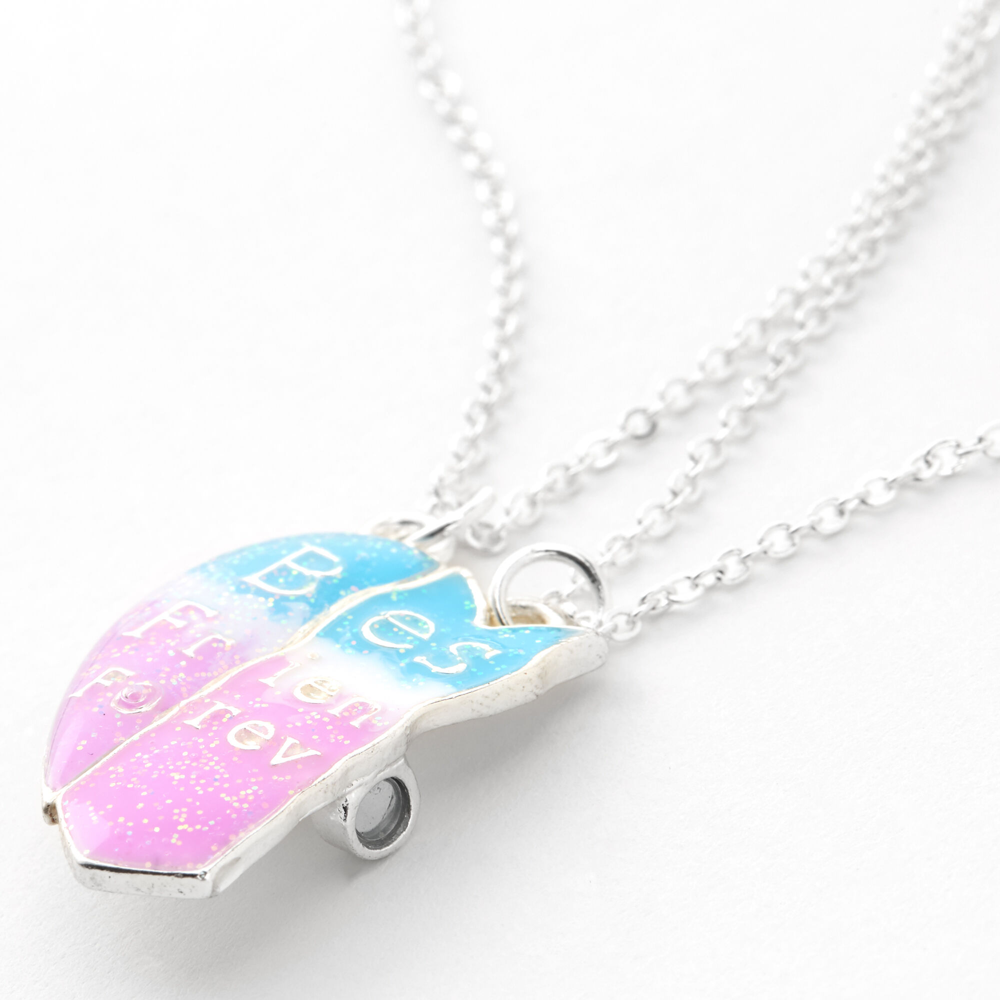 Best Friends Blue & Pink Split Heart Pendant Necklaces - 3 Pack,
