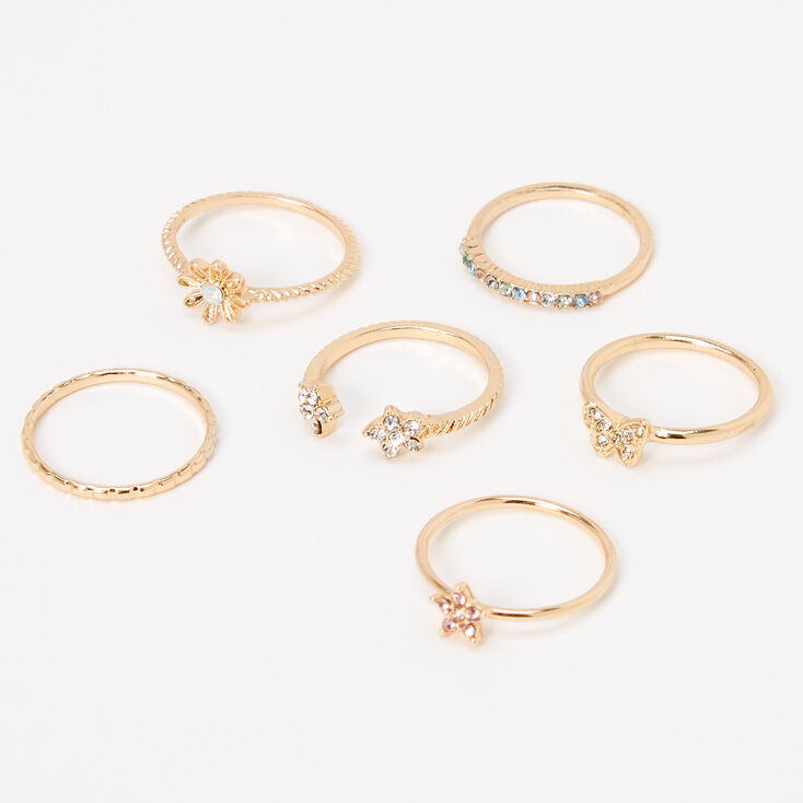 Gold Butterfly Star Rings - 6 Pack,