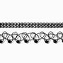 Ras-de-cou perl&eacute;s effet tatouage noir et strass noirs - Lot de 2,
