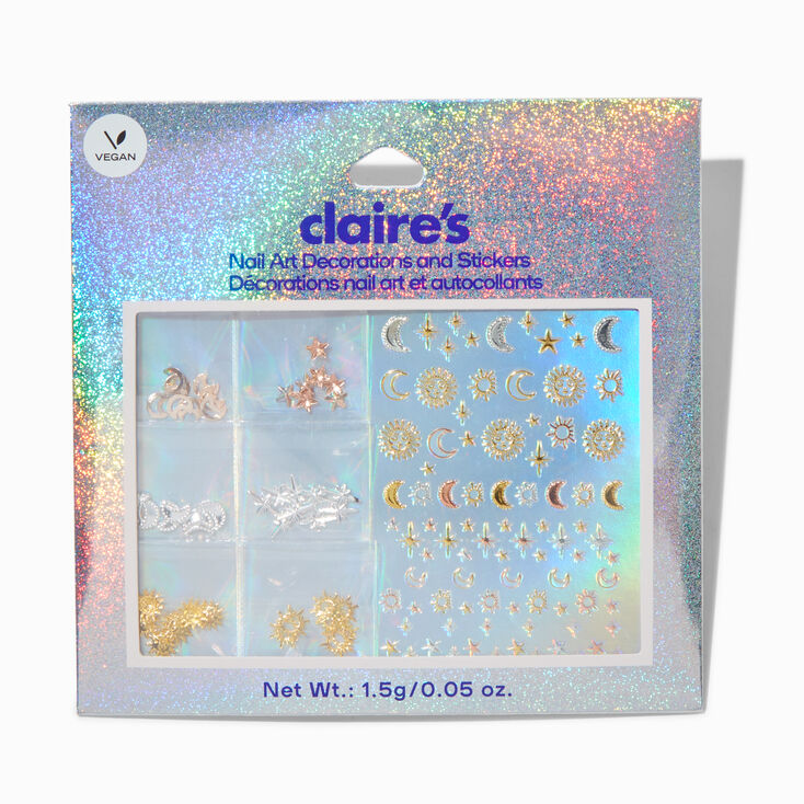 Kit de d&eacute;butante nail art avec strass c&eacute;lestes,