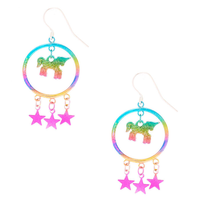 1 5 Rainbow Unicorn Magic Drop Earrings Claire S