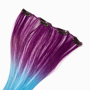 Extensions de cheveux synth&eacute;tiques violets &agrave; clip avec d&eacute;grad&eacute; - Lot de 4,