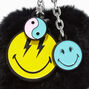 Smiley World&reg; Black Pom Pom Keychain,