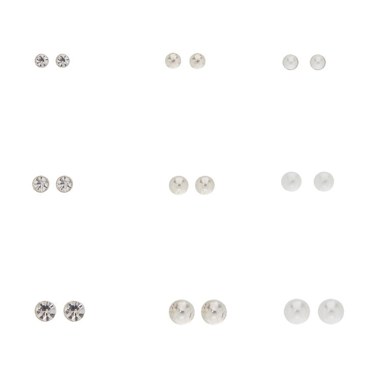 9 Pack Graduated Stud Earrings,