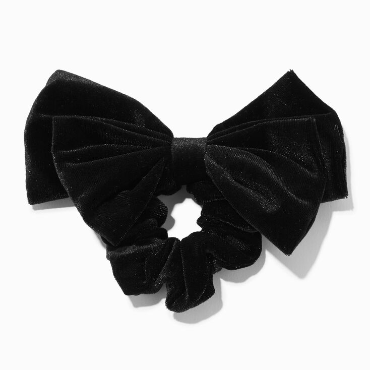 Black Velvet Hair Bow Scrunchie,
