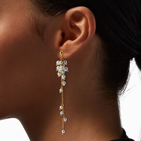 Gold-tone Pearl Cluster Drop Earrings,