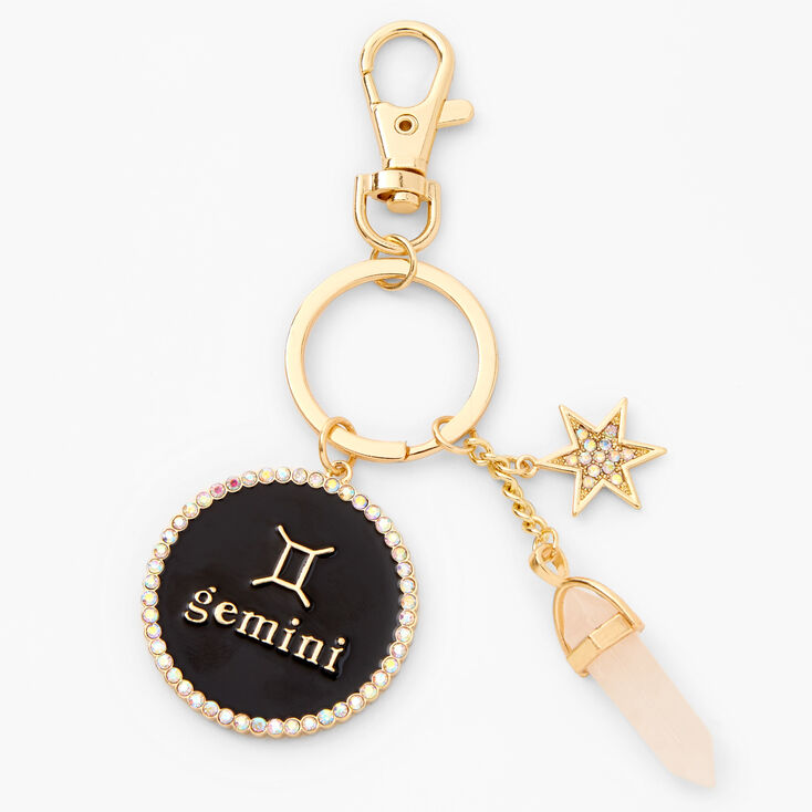 Gold Mystical Geml Zodiac Keyring - Gemini,