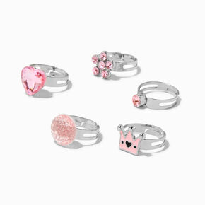 Claire&#39;s Club Silver Princess Rings - 5 Pack,