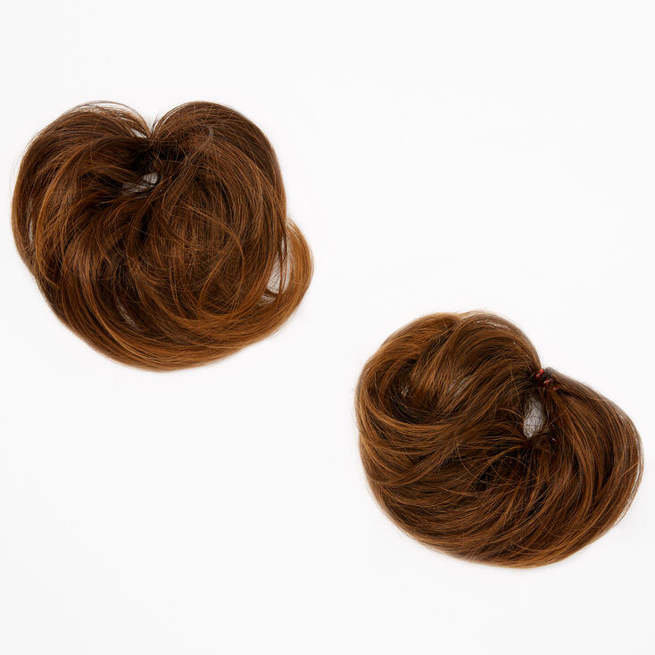 Claire's Élastiques en cheveux synthétiques raides - Brun, lot de 2