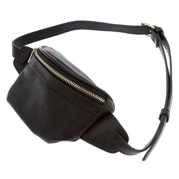 Faux Leather Bum Bag - Black,