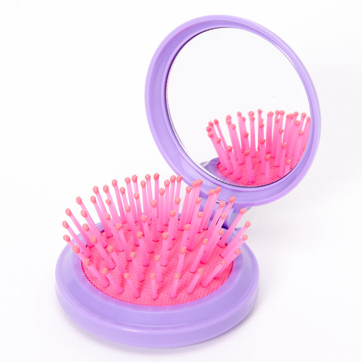 Rainbow Tie Dye Bling Bling Pop-Up Hair Brush - Purple,