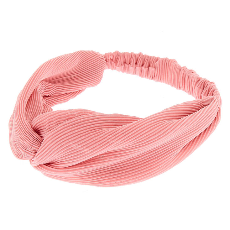 Claire's Bandeau à nœud côtelé rose tendre