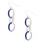Silver 1.5&quot; Enamel Link Drop Earrings - Navy,