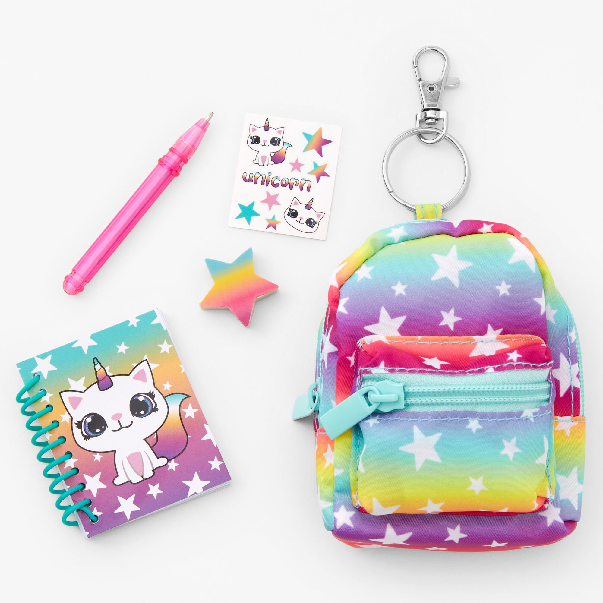 Caticorn Star 4'' Backpack Stationery Set - Rainbow,