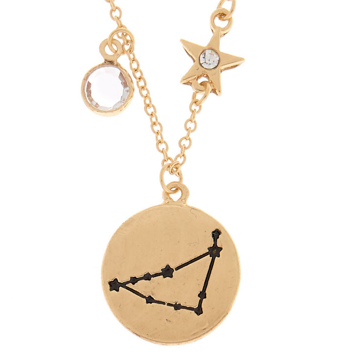 Gold Zodiac Pendant Necklace - Capricorn,