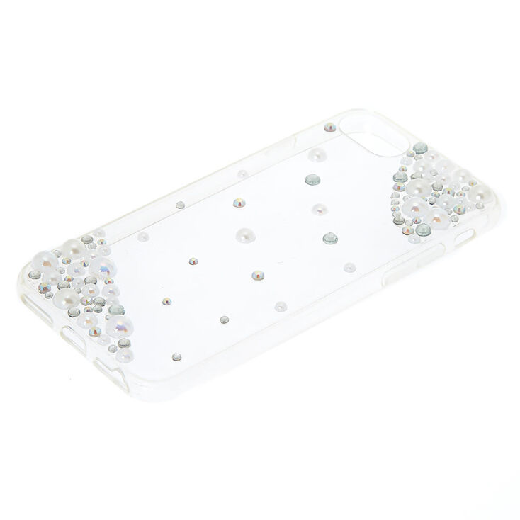 Iridescent Stones + Faux Pearl Phone Case - Fits iPhone 6/7/8,