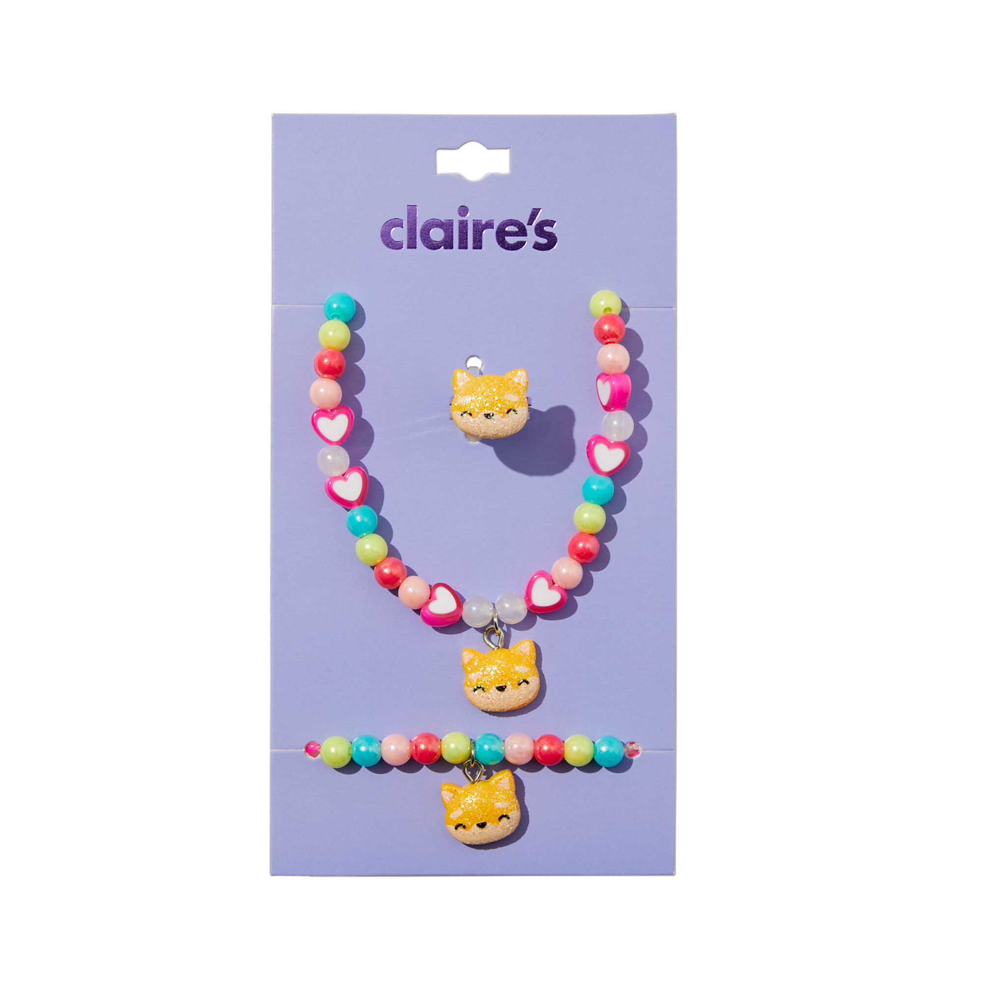 Claire's Club Pink Fox Jewelry Set - 3 Pack,