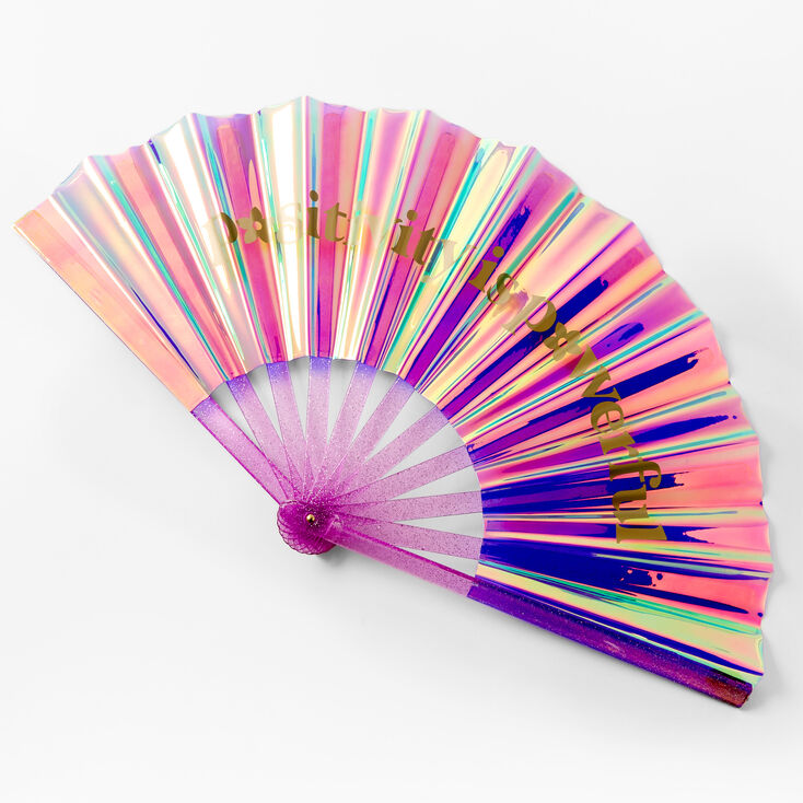 Positivity Is Powerful Iridescent Folding Fan,