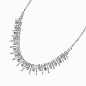 Silver-tone Rhinestone Statement Necklace,