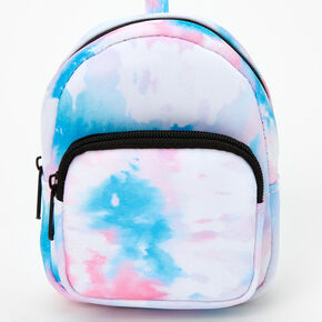 Pastel Tie Dye Mini Backpack Keyring - Pink/Blue,