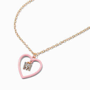 Pink Heart Initial Pendant Necklace - M,