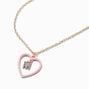 Pink Heart Initial Pendant Necklace - M,