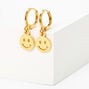 18kt Gold Plated 10MM Happy Face Huggie Hoop Earrings,