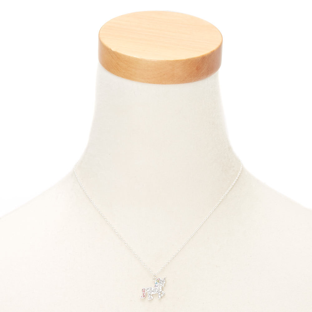 Collier à pendentif licorne couleur argenté,