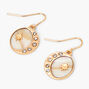 Gold 1&quot; Star Seashell Round Drop Earrings,