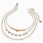 Peach Beaded Gold-tone Coin Multi-Strand Necklace ,