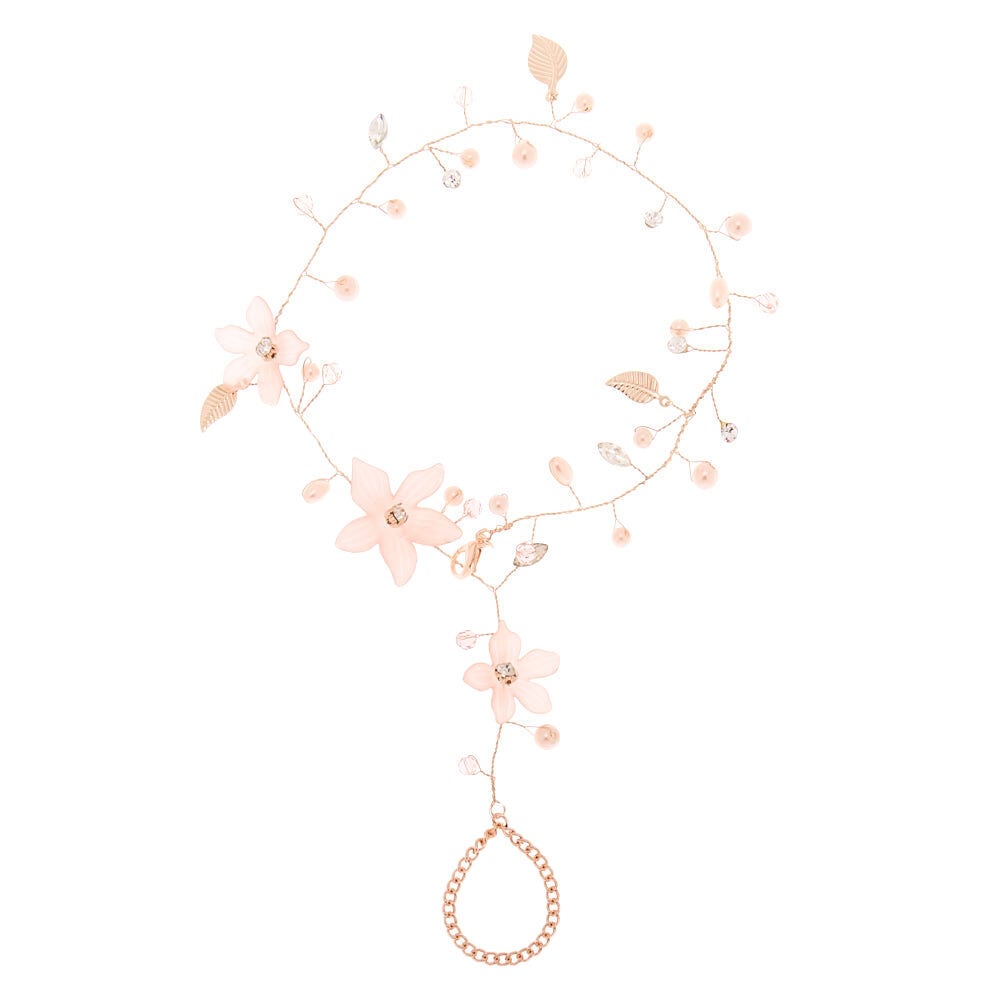 Rose Gold Frosted Flower Hand Chain - Pink,