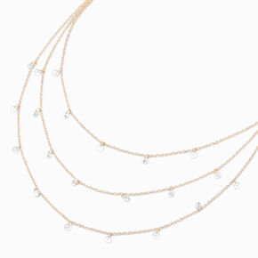 Collier multi-rangs confettis en zircon cubique d&rsquo;imitation couleur dor&eacute;e,